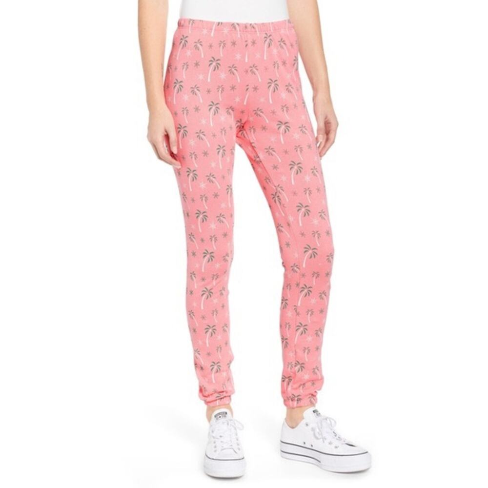 Wildfox Palm Tree and Snowflakes Pink Joggers SIZE SMALL BRAND NEW
